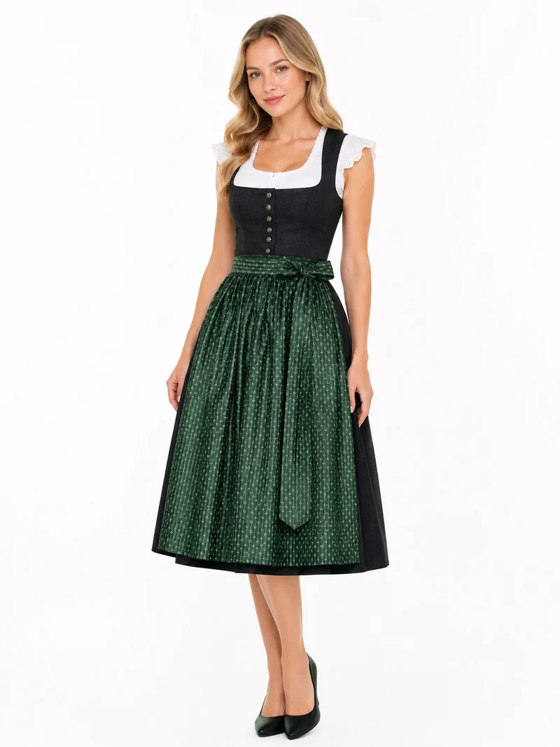 Jacquard-Dirndlschürze mit Streifenmotiv – 77 cm