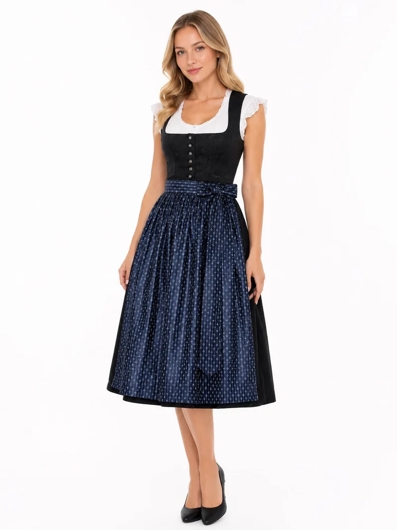 Jacquard-Dirndlschürze mit Streifenmotiv – 77 cm