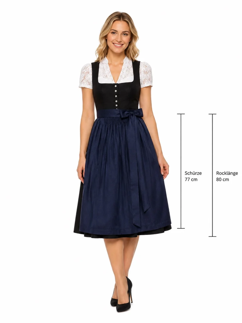 Jacquard-Dirndlschürze mit Zackenmuster – 77 cm