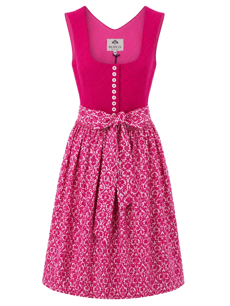 Klassisches Dirndl mit Lochstickerei im Oberteil