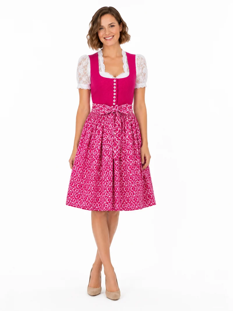Klassisches Dirndl mit Lochstickerei im Oberteil