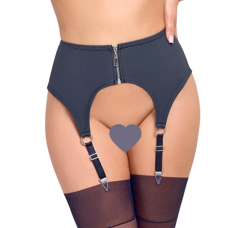Breiter Strapsgürtel S-XL Matt-Look mit Reißverschluss "Tia"