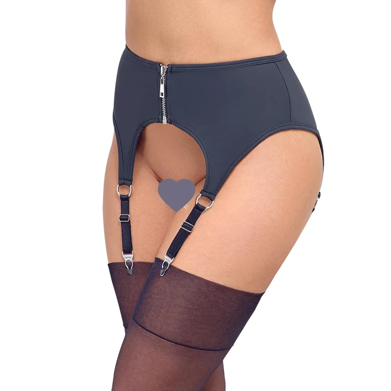 Breiter Strapsgürtel S-XL Matt-Look mit Reißverschluss "Tia"