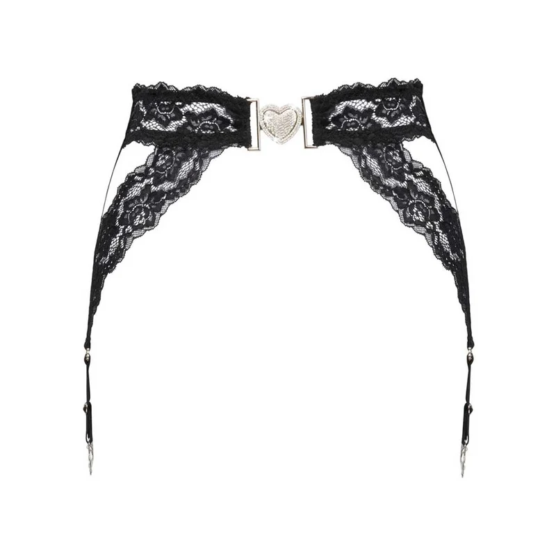 Strapsgürtel S-XL weiche Spitze mit Strass-Herz "Selina"