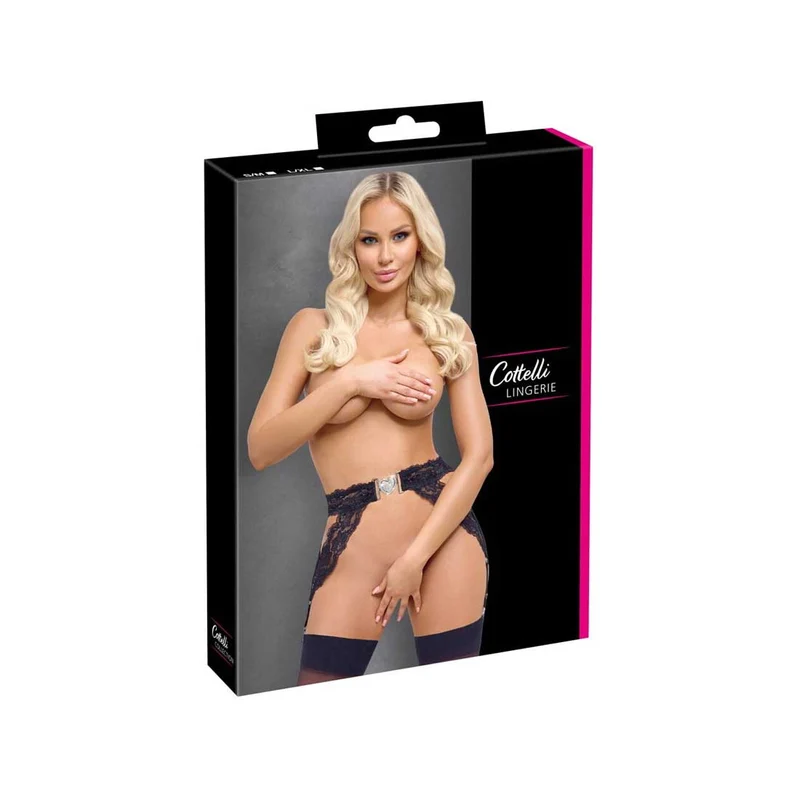 Strapsgürtel S-XL weiche Spitze mit Strass-Herz "Selina"