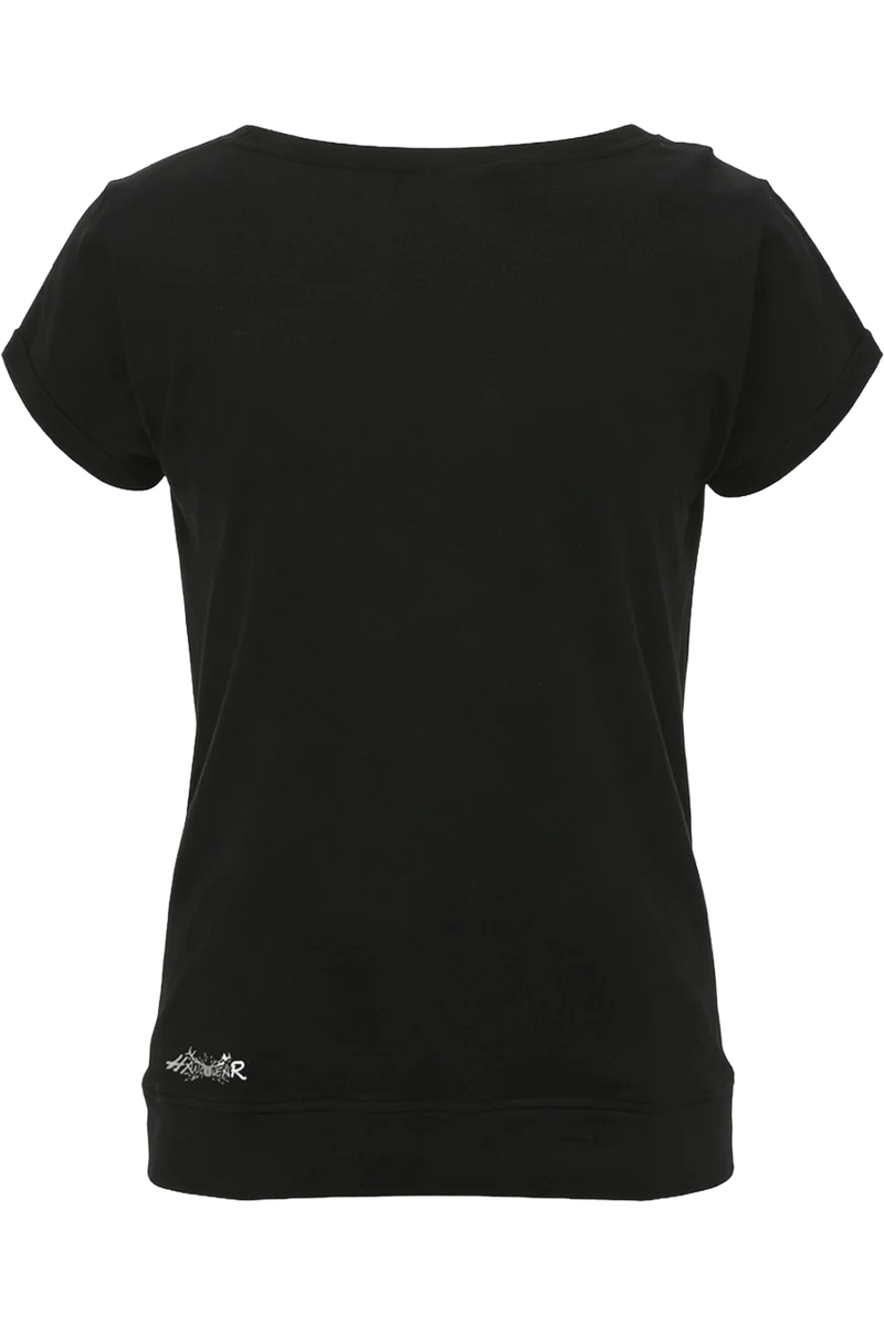 Damen Trachtenshirt mit Hirschprint und Strass - schwarz