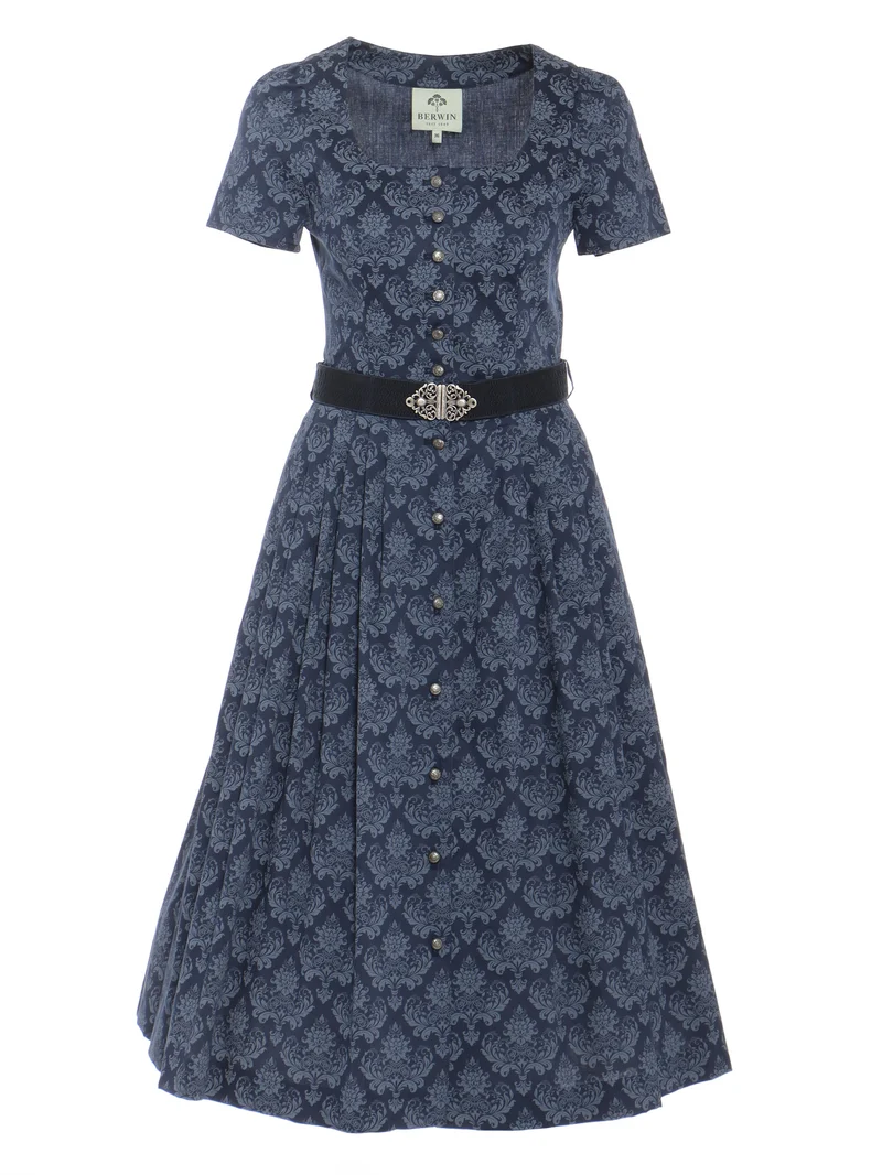 Baumwolldruck-Kleid mit kurzem Arm