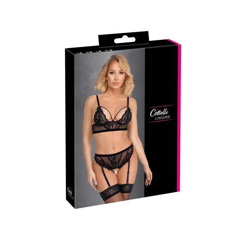 Elegantes BH-Set S-XL mit Straps-Slip ouvert "Athina"