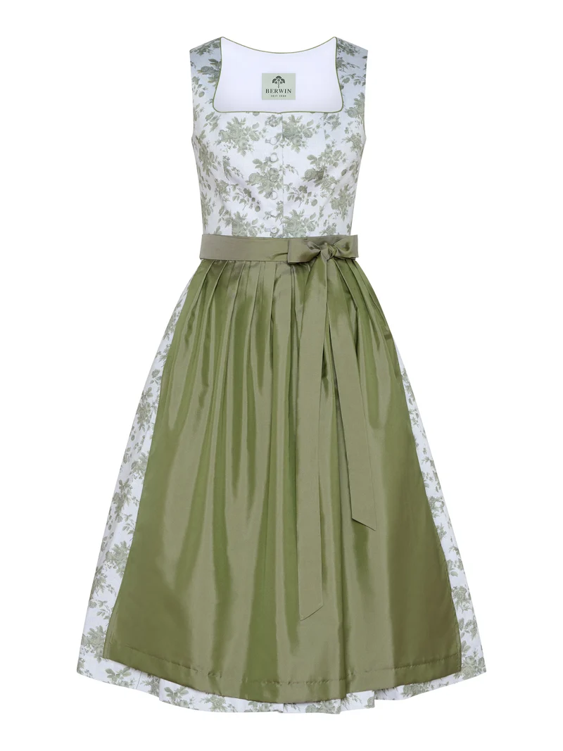 Blumiges Dirndl mit eleganter Taftschürze