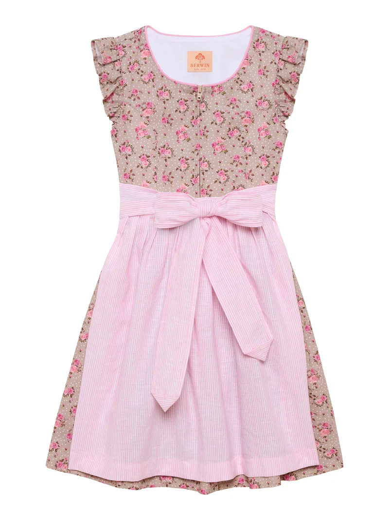 Kinderdirndl mit Rosendruck und Flügelärmeln