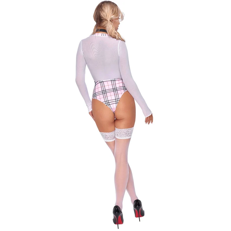 Schulmädchen Body Set S-XL mit Karo-Krawatte "Karlie"