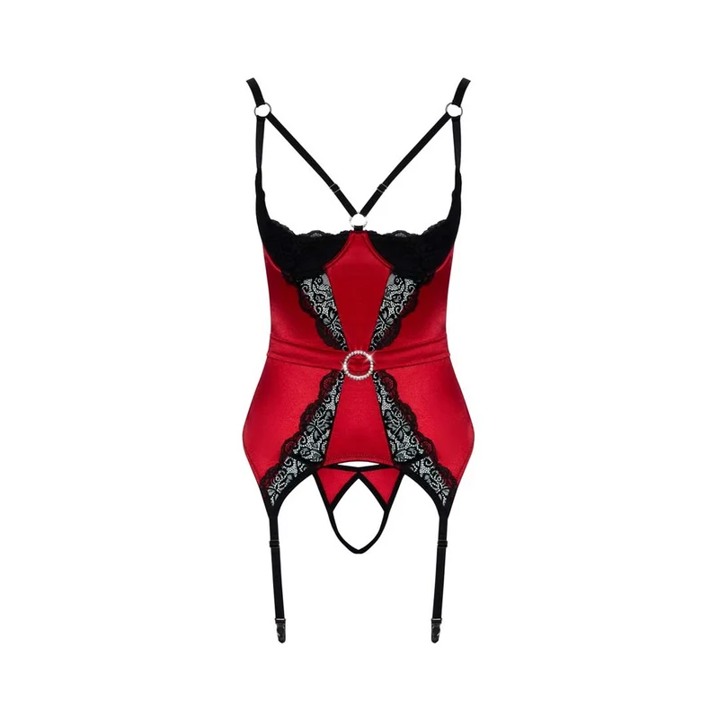 Strapshemd Set ouvert S-XL mit Strass, Satin und Spitze "Kimia"