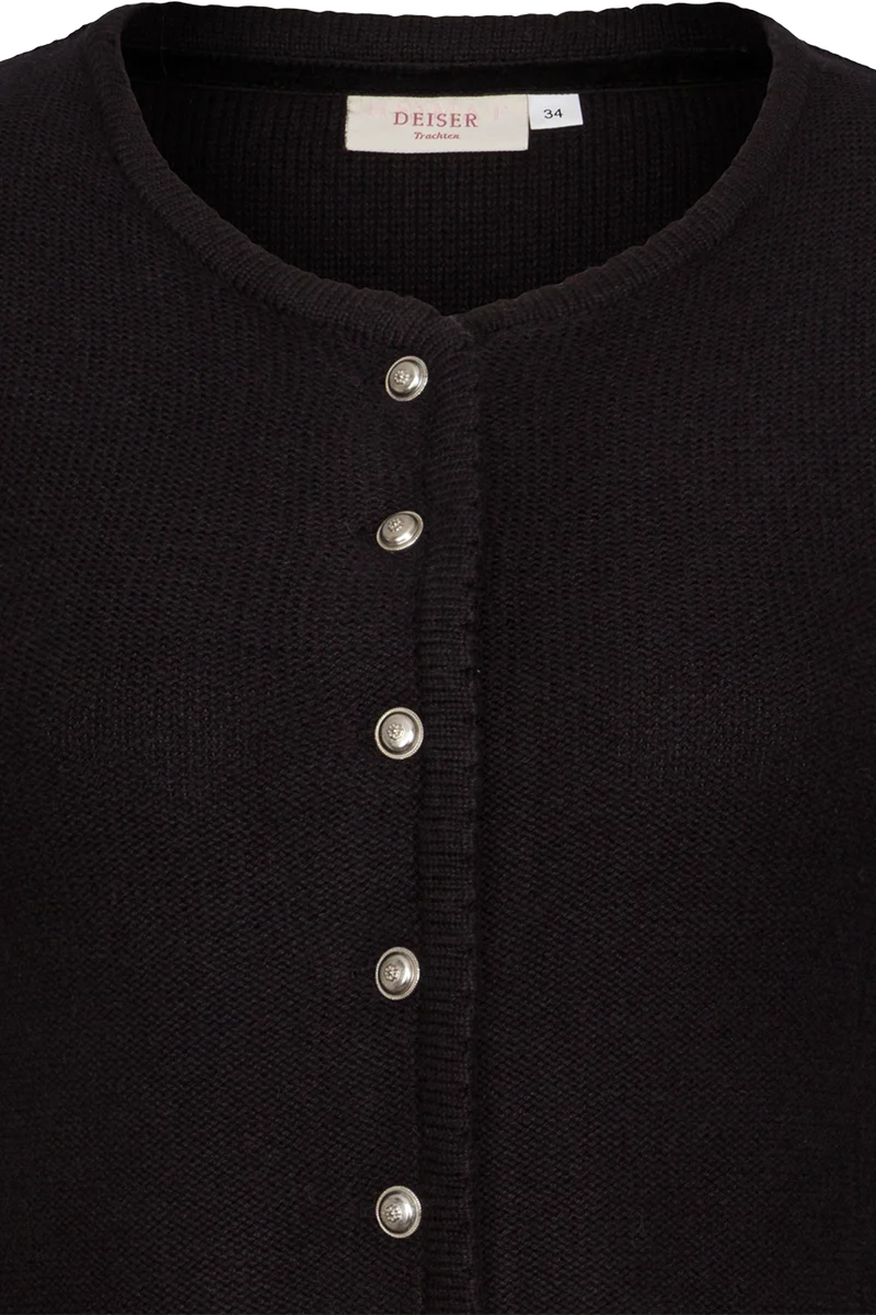 Damen Dirndljacke Strickjacke tailliert - schwarz