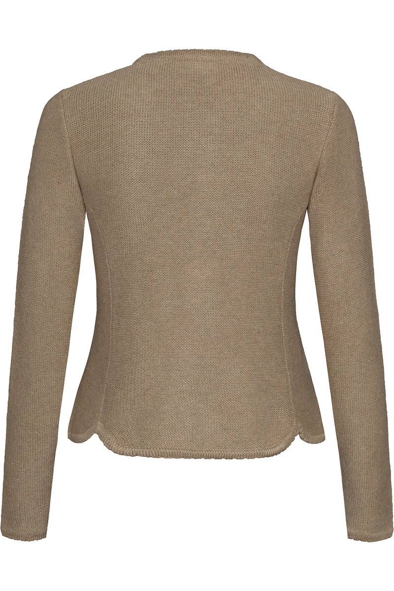 Damen Dirndljacke Strickjacke tailliert - taupe
