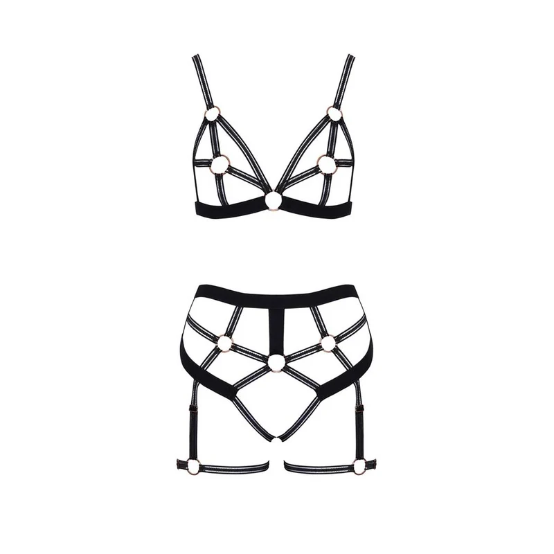 BH Set ouvert S-XL im Harness-Style mit Ringen "Fiorella"