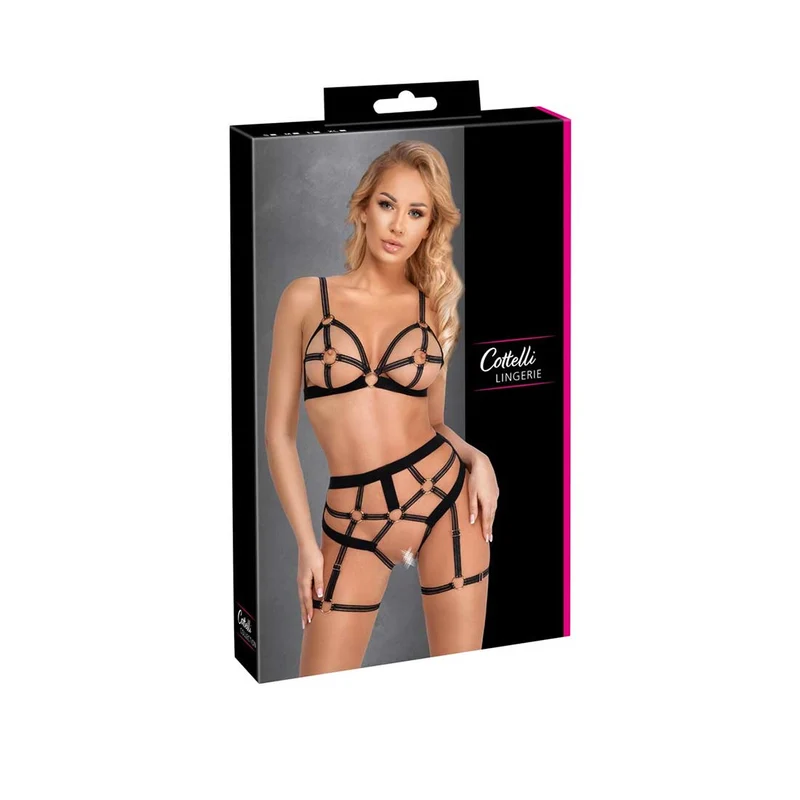 BH Set ouvert S-XL im Harness-Style mit Ringen "Fiorella"