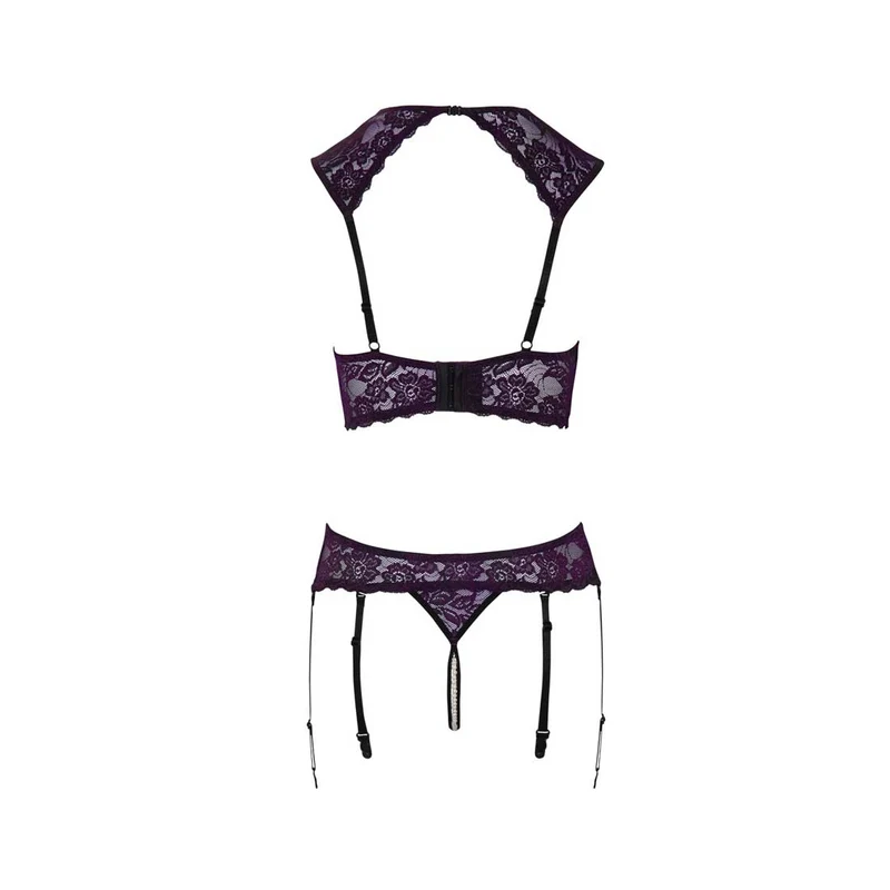 Straps Hebe BH-Set ouvert S-L mit Perlenkette und 6 Strapse "Jade"