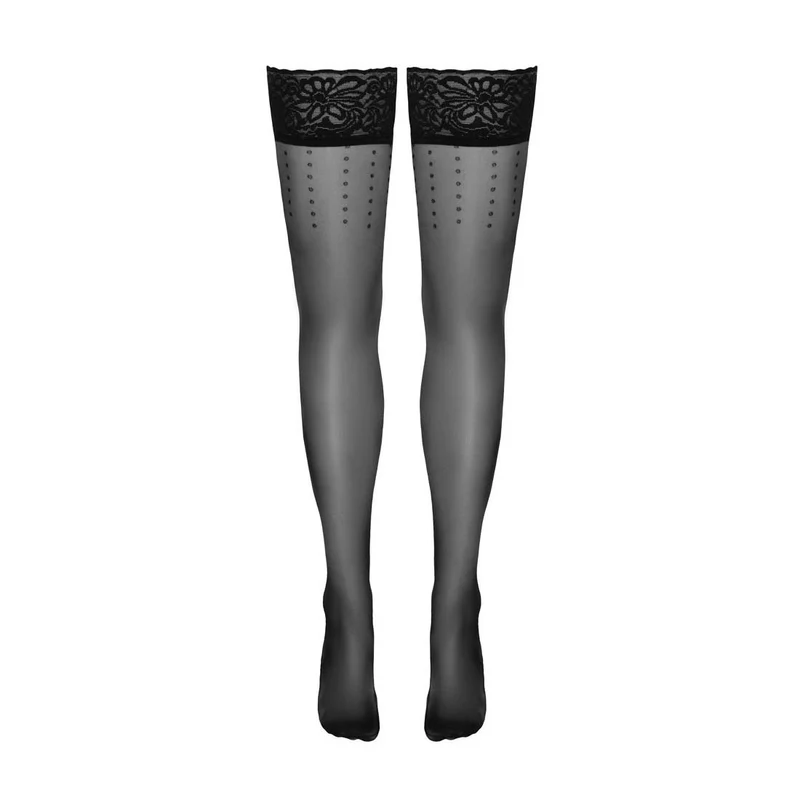 Halterlose Strümpfe S-XL mit Punkten als Naht + Schenkel "Dots"