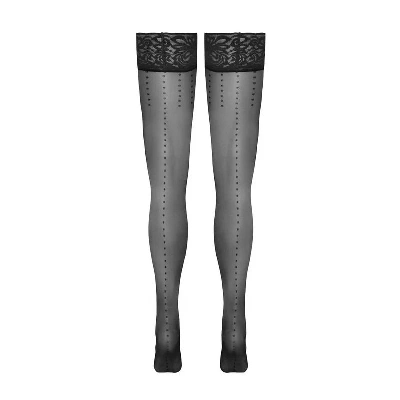 Halterlose Strümpfe S-XL mit Punkten als Naht + Schenkel "Dots"
