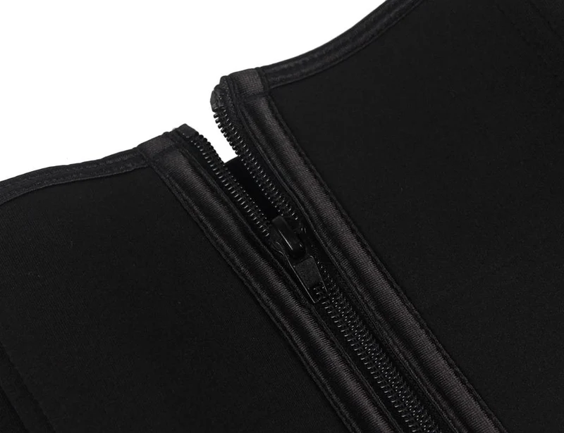 Schwarzer Neopren-Taillenformer – Reißverschluss & Klettverschluss, 9 Stahlstäbe