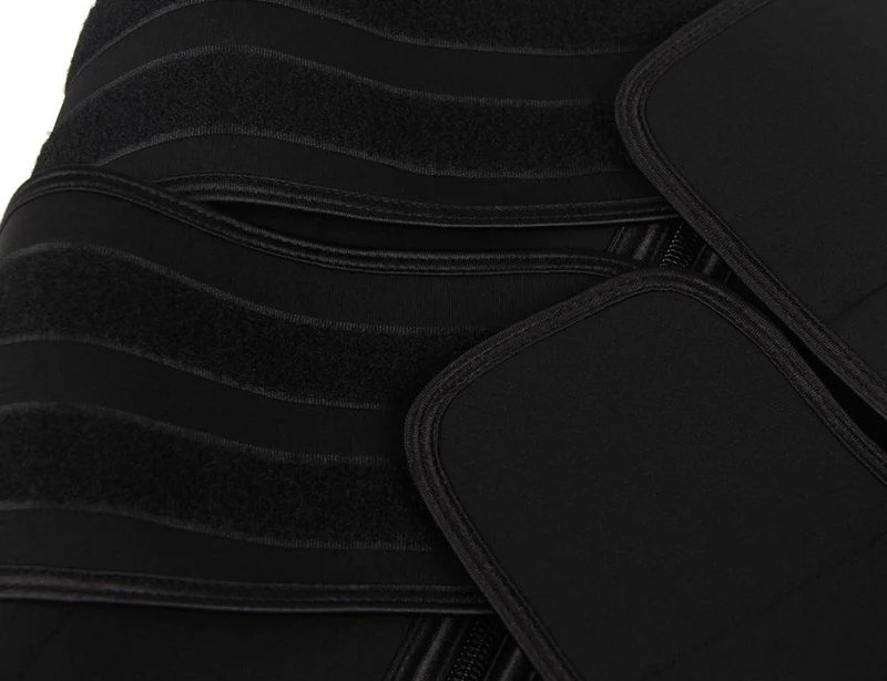 Schwarzer Neopren-Taillenformer – Reißverschluss & Klettverschluss, 9 Stahlstäbe