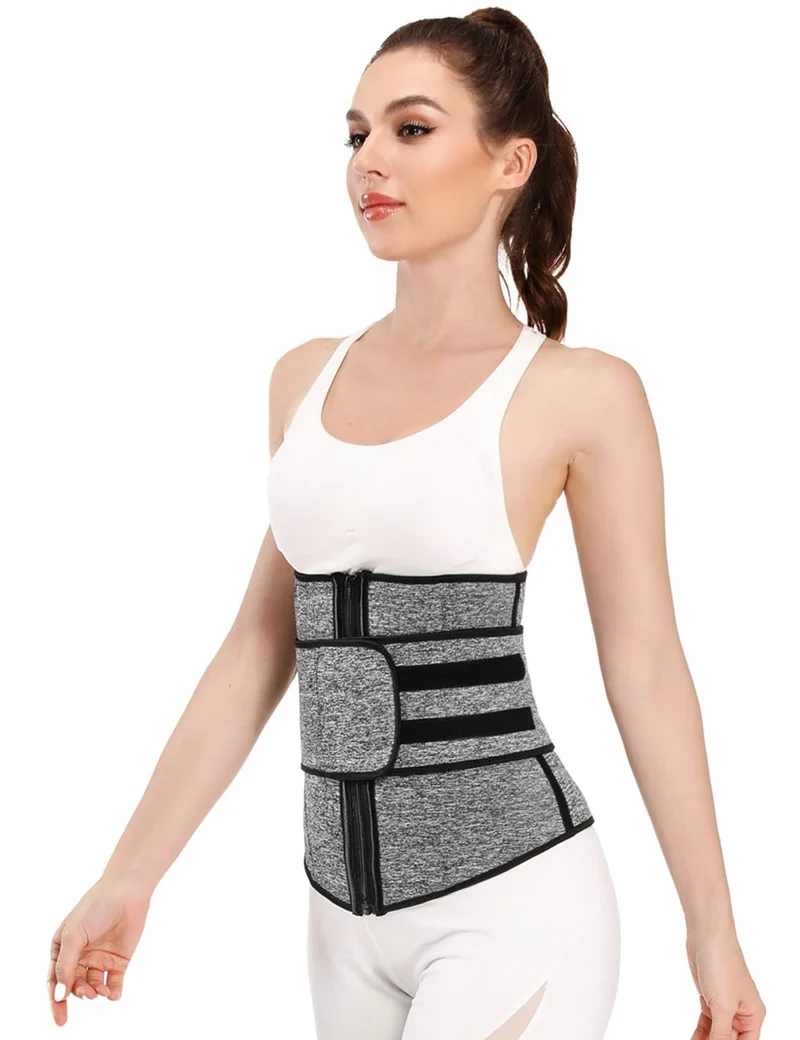 Taillenformer aus silber-schwarzem Neopren – Einzelgürtel, 9 Stäbe