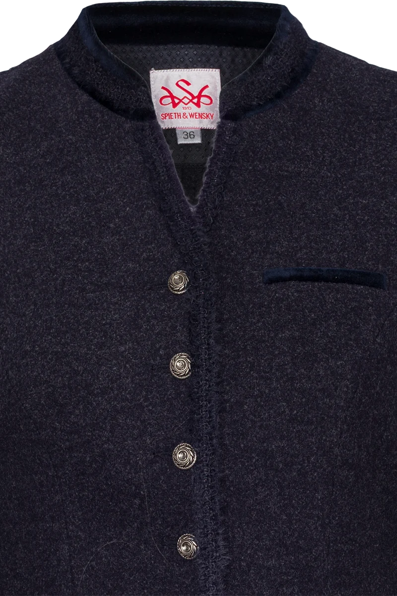 Damen Trachtenblazer mit flauschiger Wellenborte - dunkelblau