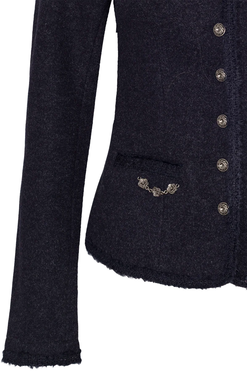Damen Trachtenblazer mit flauschiger Wellenborte - dunkelblau