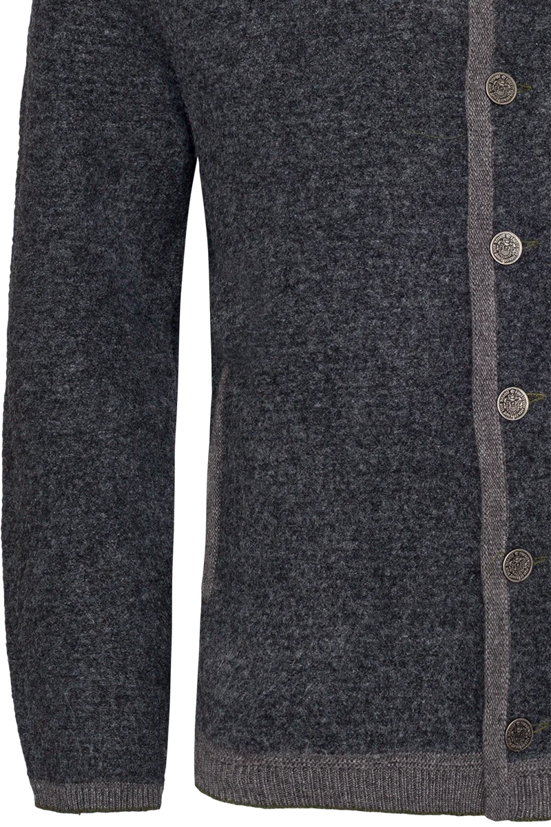 Herren Strickjacke in Walkoptik mit Armpatches - anthra