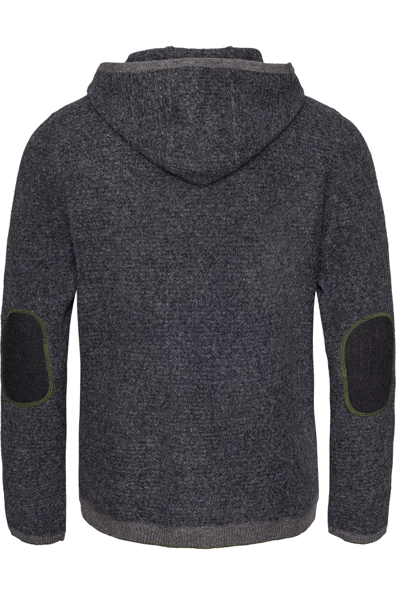 Herren Strickjacke in Walkoptik mit Armpatches - anthra