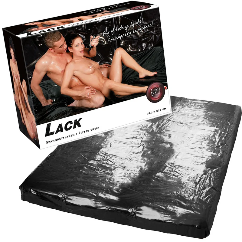 Lack Spannbettlaken schwarz 220 x 220 cm
