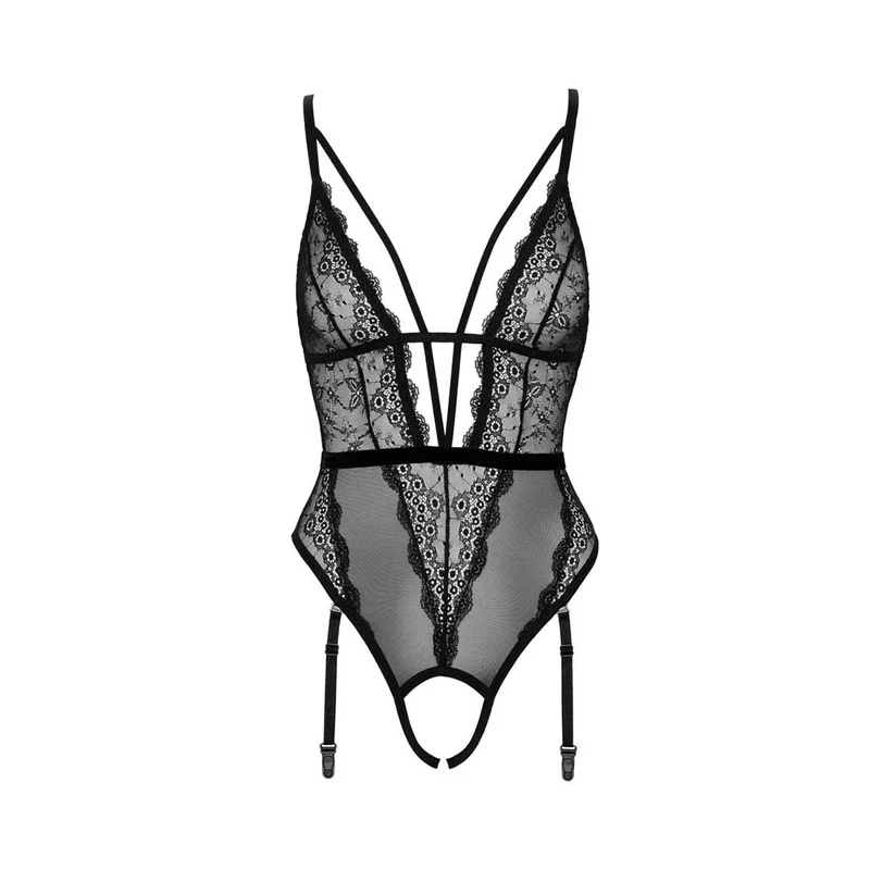 String-Body ouvert S-XL mit Perlenkette - Strapse abnehmbar "Netta"