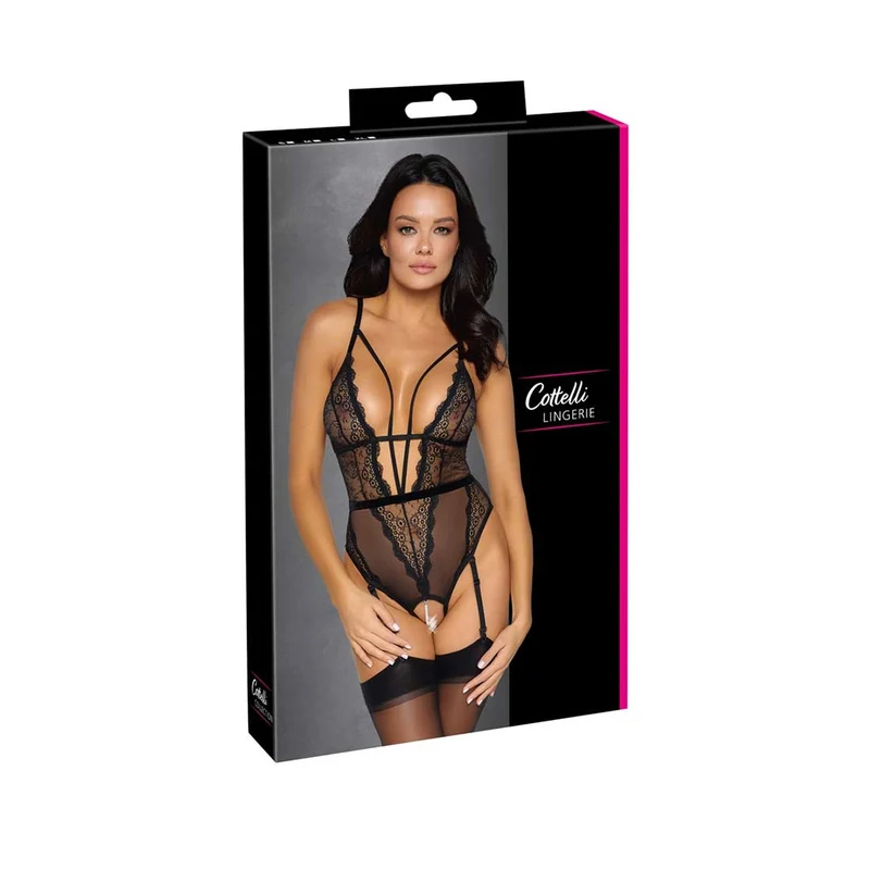 String-Body ouvert S-XL mit Perlenkette - Strapse abnehmbar "Netta"