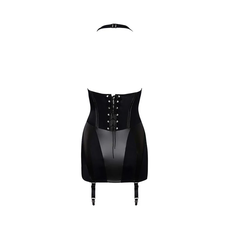 Domina Straps-Kleid S-XL sexy Schnürung im Rücken + Peitsche "Nalea"