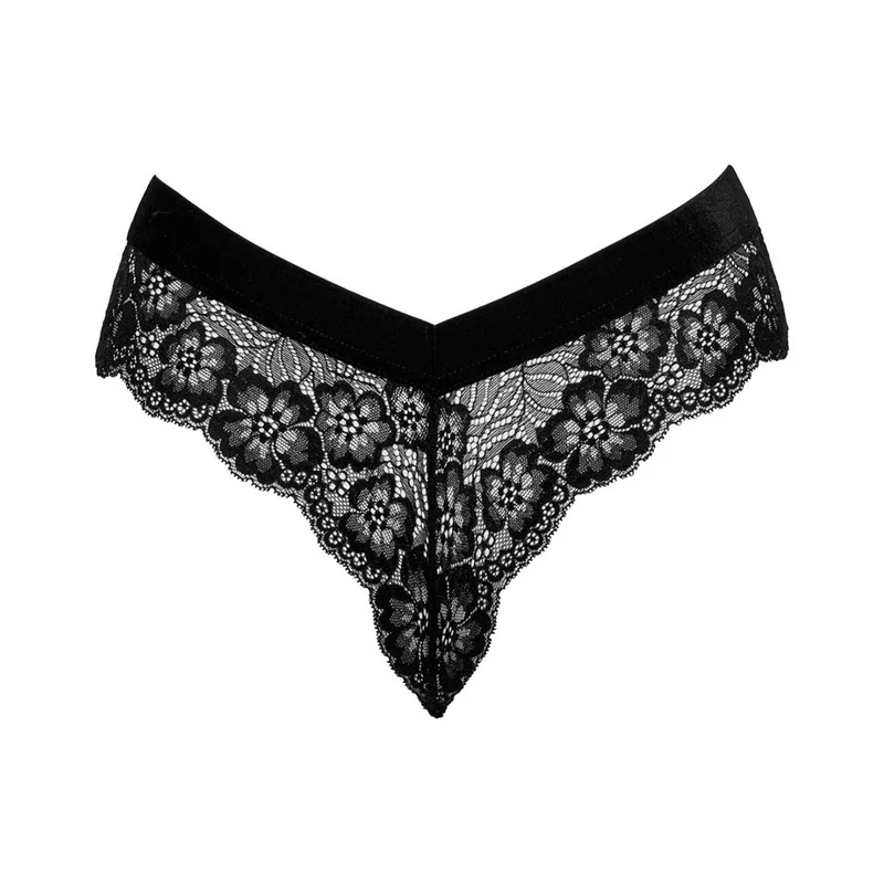 Spitzen Panty S-XL mit Schritt-Kette und Samt-Bund "Lillian"