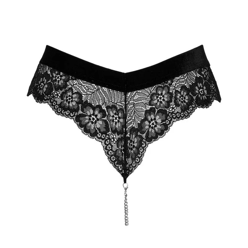 Spitzen Panty S-XL mit Schritt-Kette und Samt-Bund "Lillian"