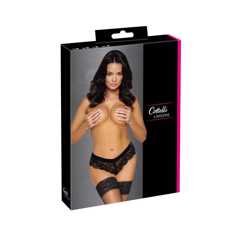 Spitzen Panty S-XL mit Schritt-Kette und Samt-Bund "Lillian"