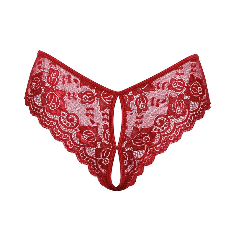 Spitzen Panty S-XL in Rot mit offenem Schritt "Nikki"