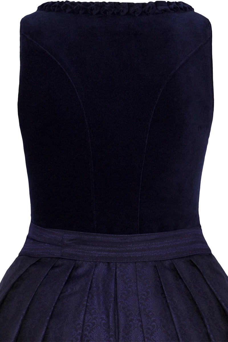 Midi-Dirndl mit Baumwoll-Samtoberteil - marine