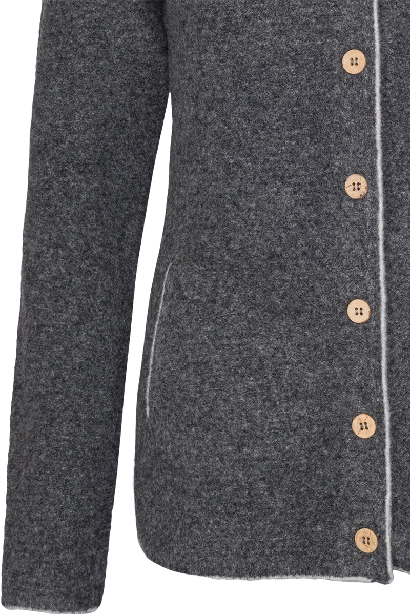 Damen Walkoptik-Strickjacke mit Woll- und Stretchanteil - grau