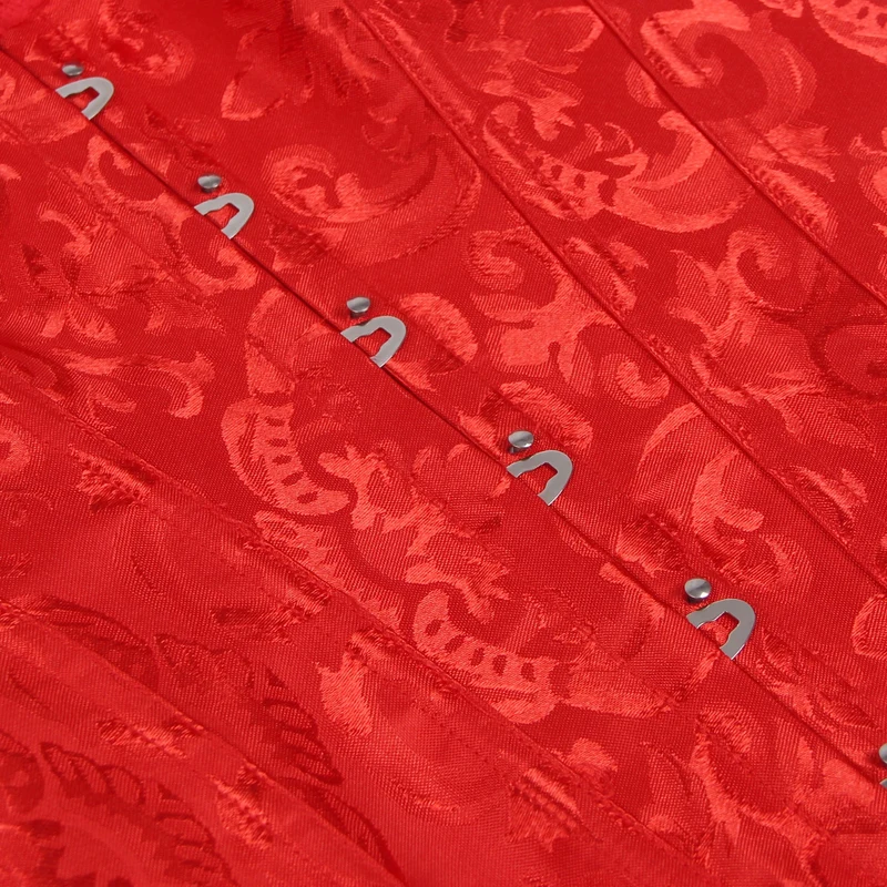 Rotes One-Shoulder-Spitzenkorsett – 12 weiche Stäbchen, Busk-Verschluss & Höschen