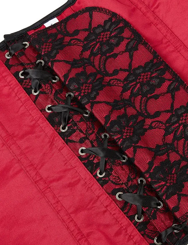 Rotes Bustier-Korsett mit herzförmigem Ausschnitt – Weiche Stäbchen, Schnürung am Rücken & Höschen