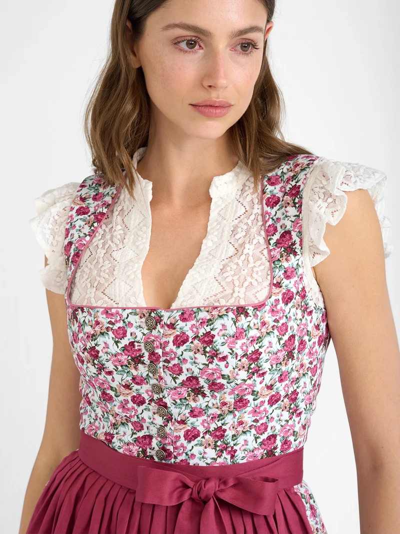 Stretch-Spitzenbluse mit kurzem Flügel-Ärmel