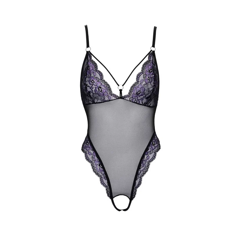 String-Body ouvert S-XL Netz mit weicher Blüten-Spitze "Hermine"