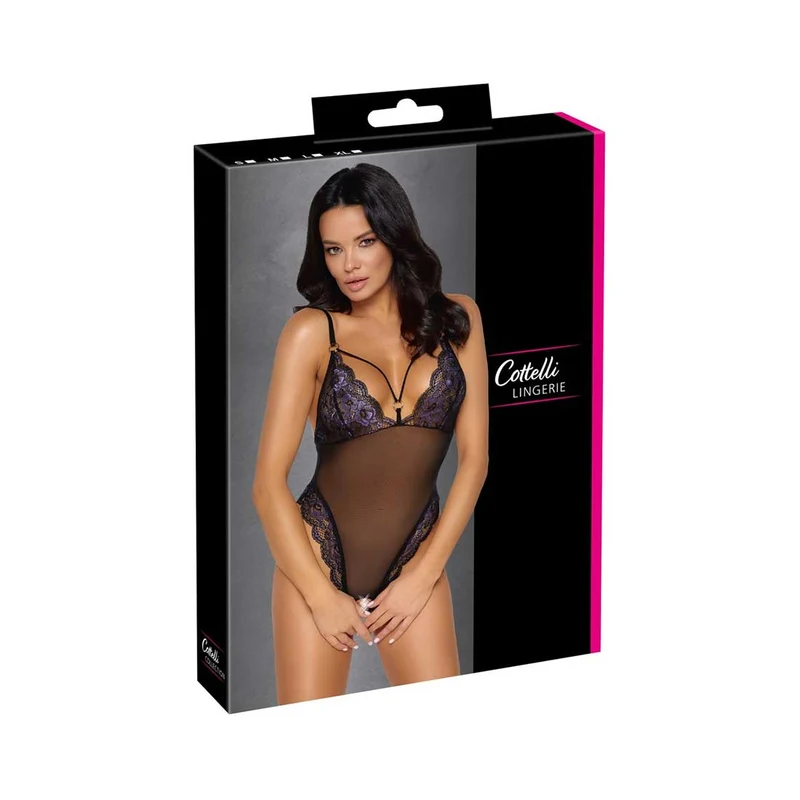String-Body ouvert S-XL Netz mit weicher Blüten-Spitze "Hermine"