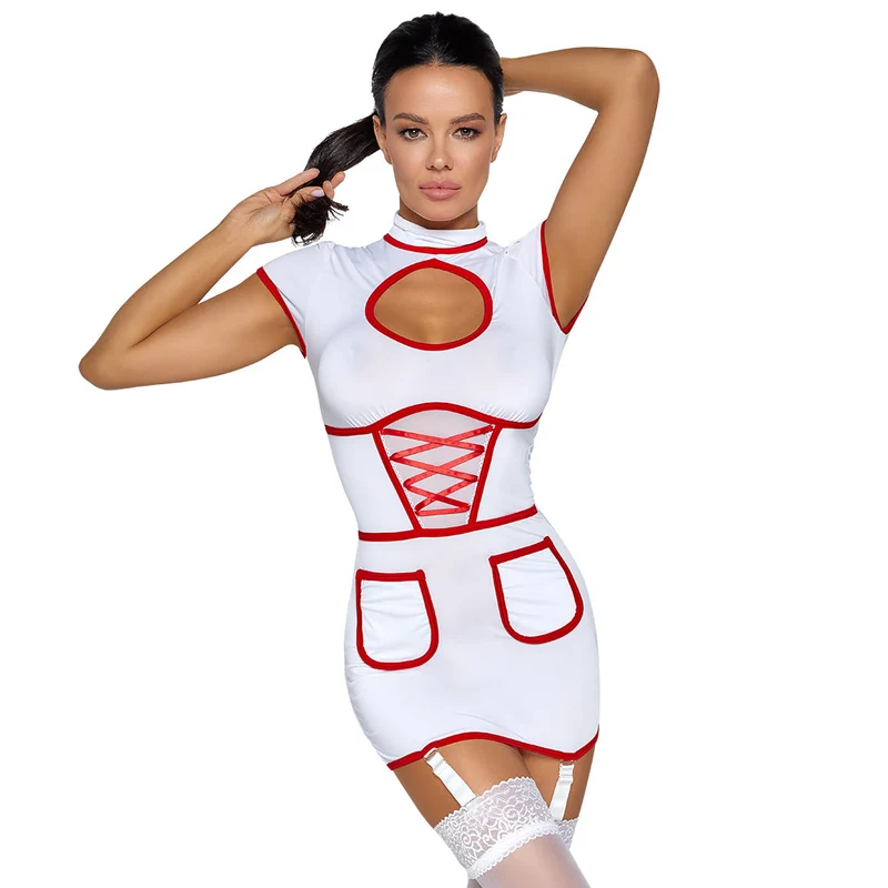 Straps-Kleid S-XL im Krankenschwester-Look mit Taschen "Lakia"