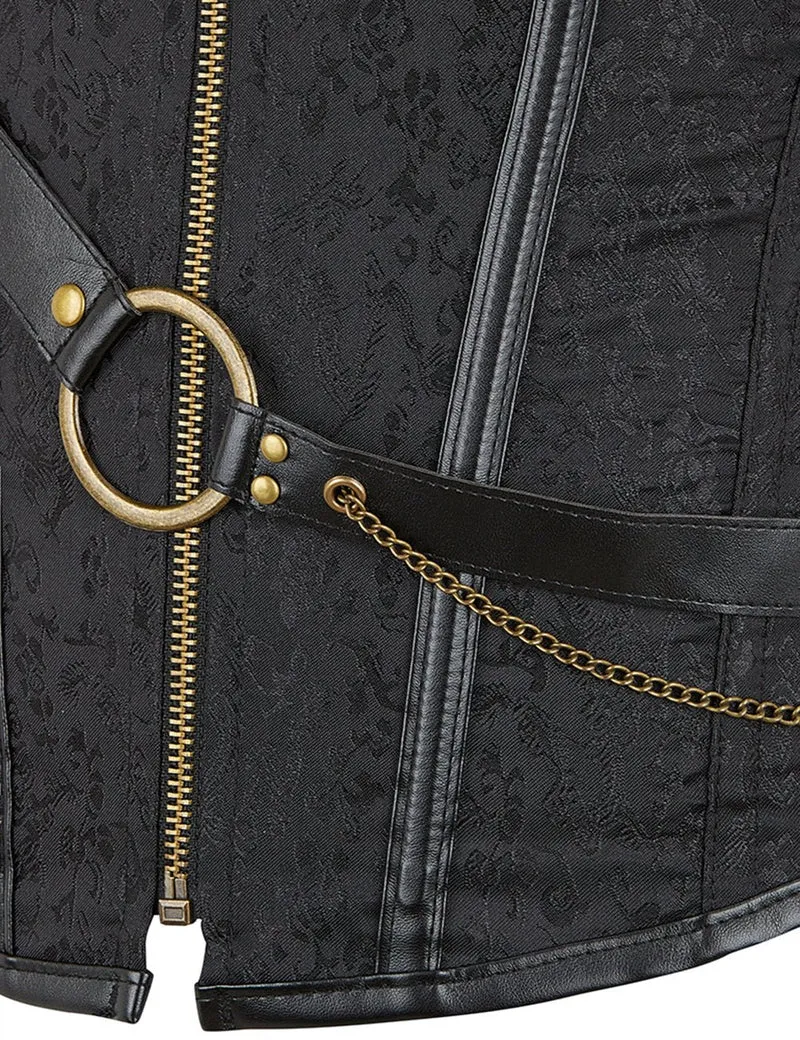 Schwarzer Neckholder-Body aus Kunstleder – Ketten, Nieten & 14 weiche Stäbchen