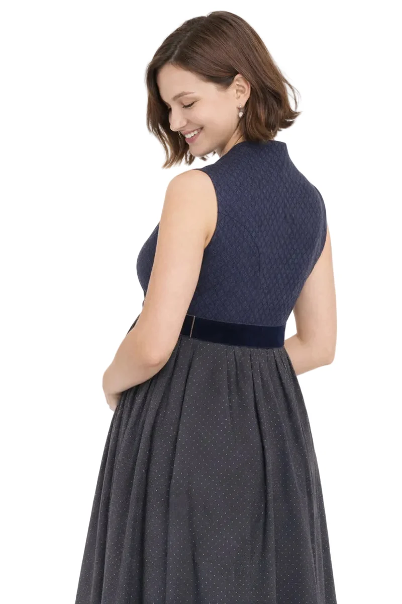 Elegantes Umstandsdirndl mit Stehkragen & Gürtel