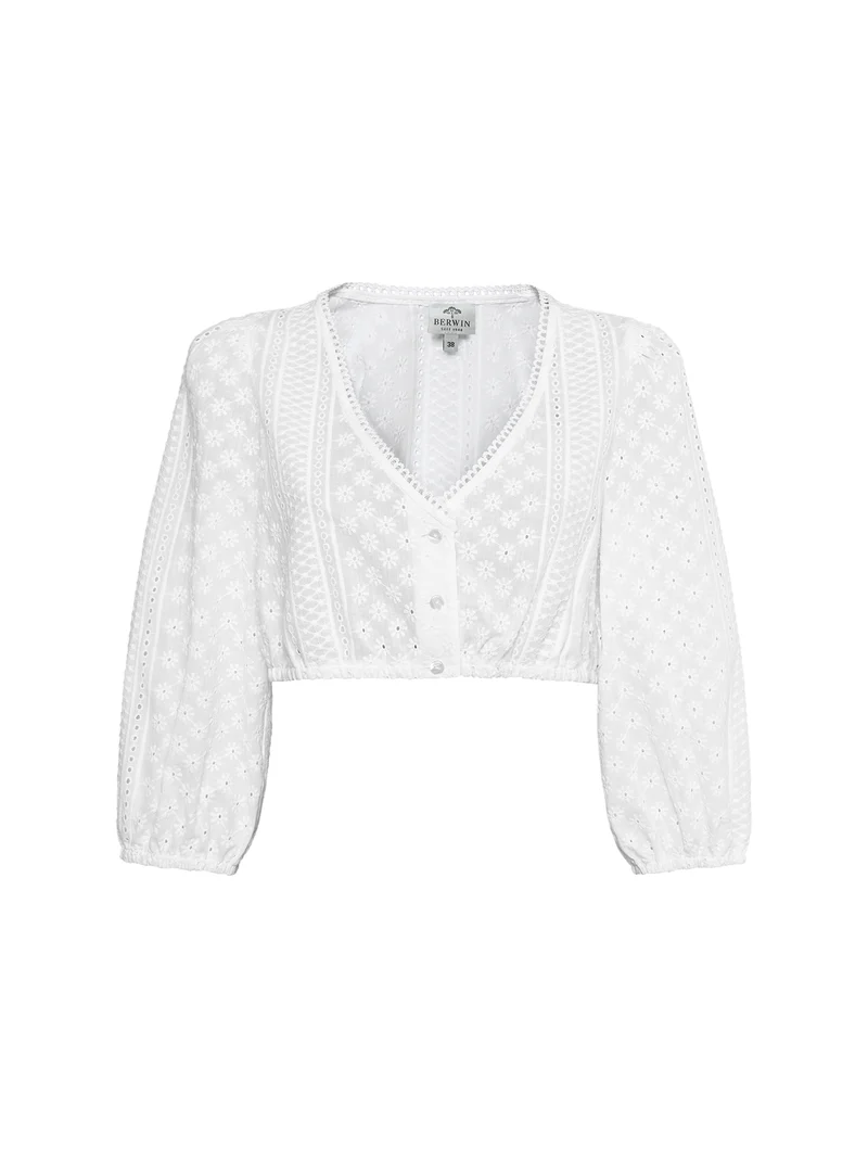 Dirndlbluse mit Streifenstickerei