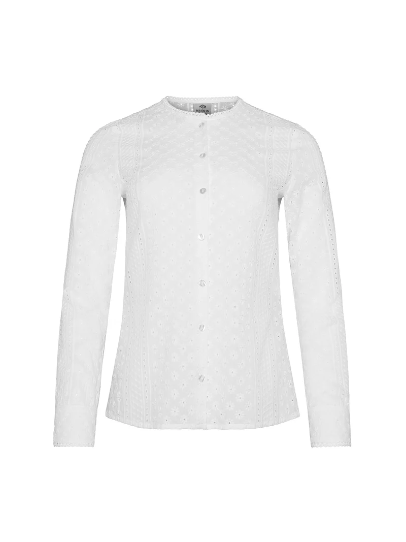 Bluse allover bestickt, durchgeknöpft